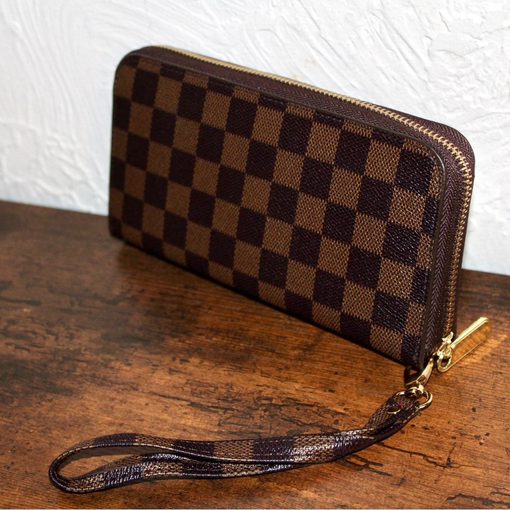 Brown Checkered Wallet